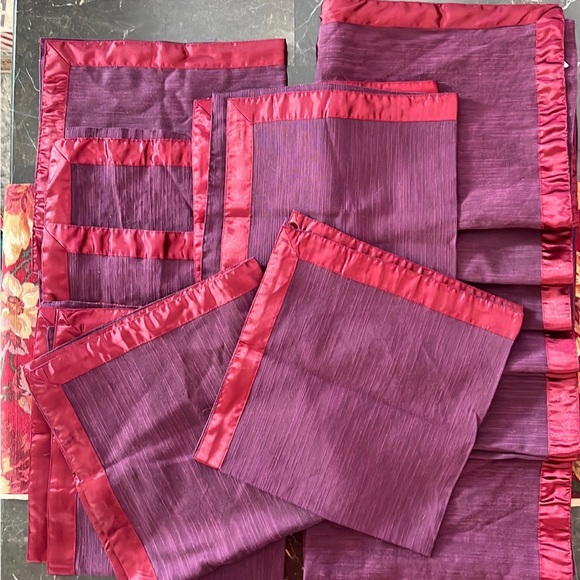 12 cotton purple and wine red dining table placemats - Picture 12 of 15